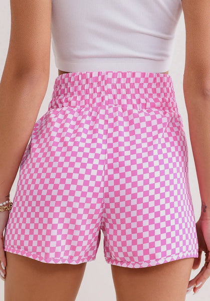 Think Pink Checkered Athletic Shorts