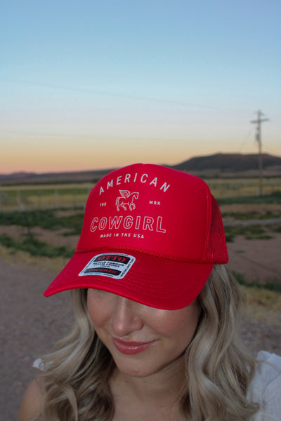 Red American Cowgirl Trucker Hat