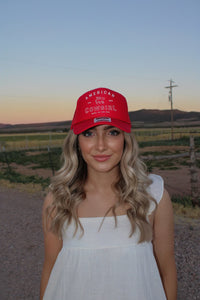 Red American Cowgirl Trucker Hat