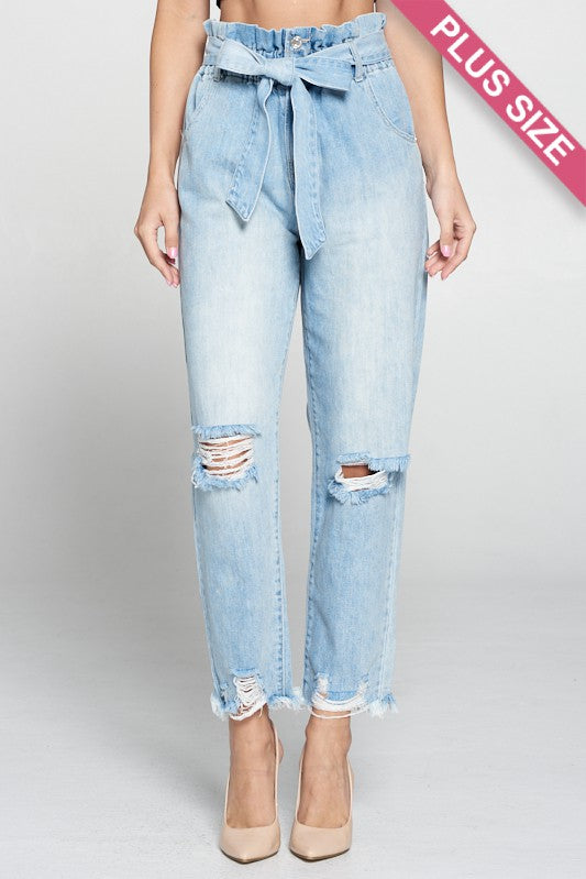 Plus Size Distressed Mom Jeans