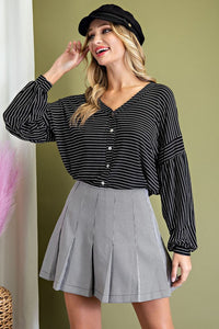 Striped Button Down Long Sleeve Top